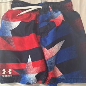Under Armour Swim Trunks Red and Blue Dynamic Design